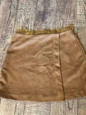 Gianni Bini Faux Suede Mini Skirt in Tan Brown